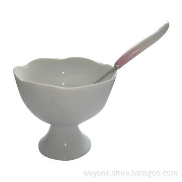 Ceramic Ice Cream Cup with/without Spoon, Available in Wave Shape